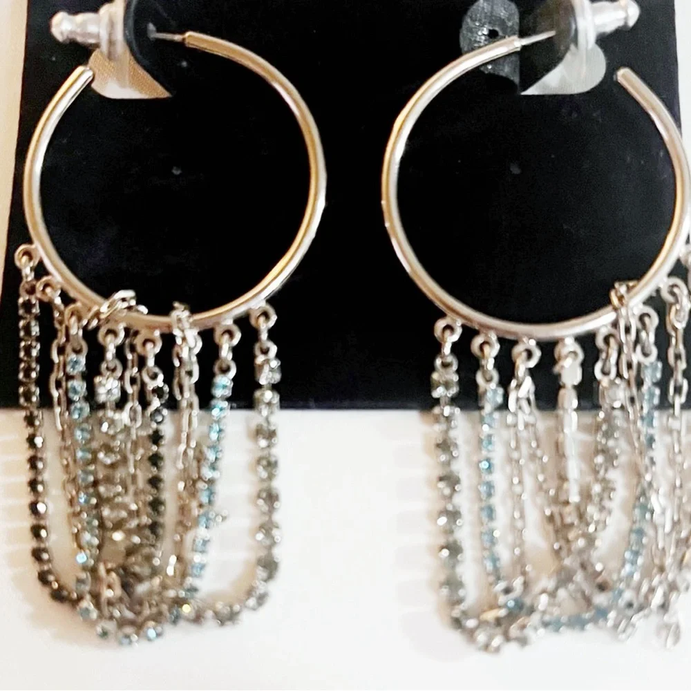 New Large Swarovski Pave Hoop Earrings new in a box - Picture 3 of 3